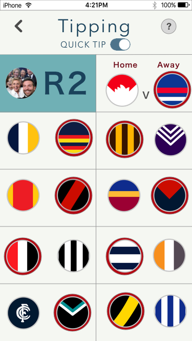 Footy Tipping Mobile App Design