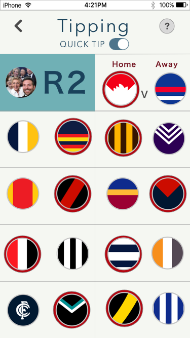 Footy Tipping Mobile App Design