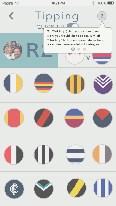 Footy Tipping Mobile App Design