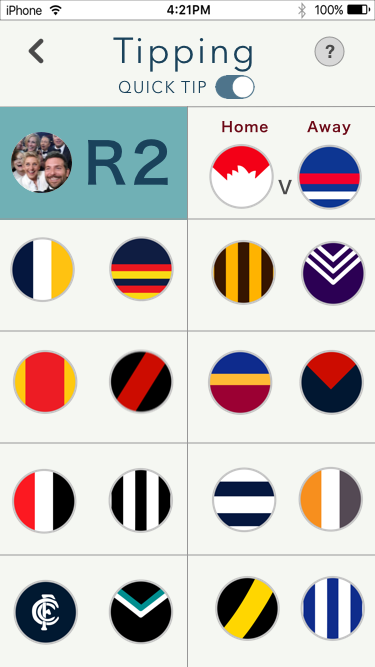 Footy Tipping Mobile App Design